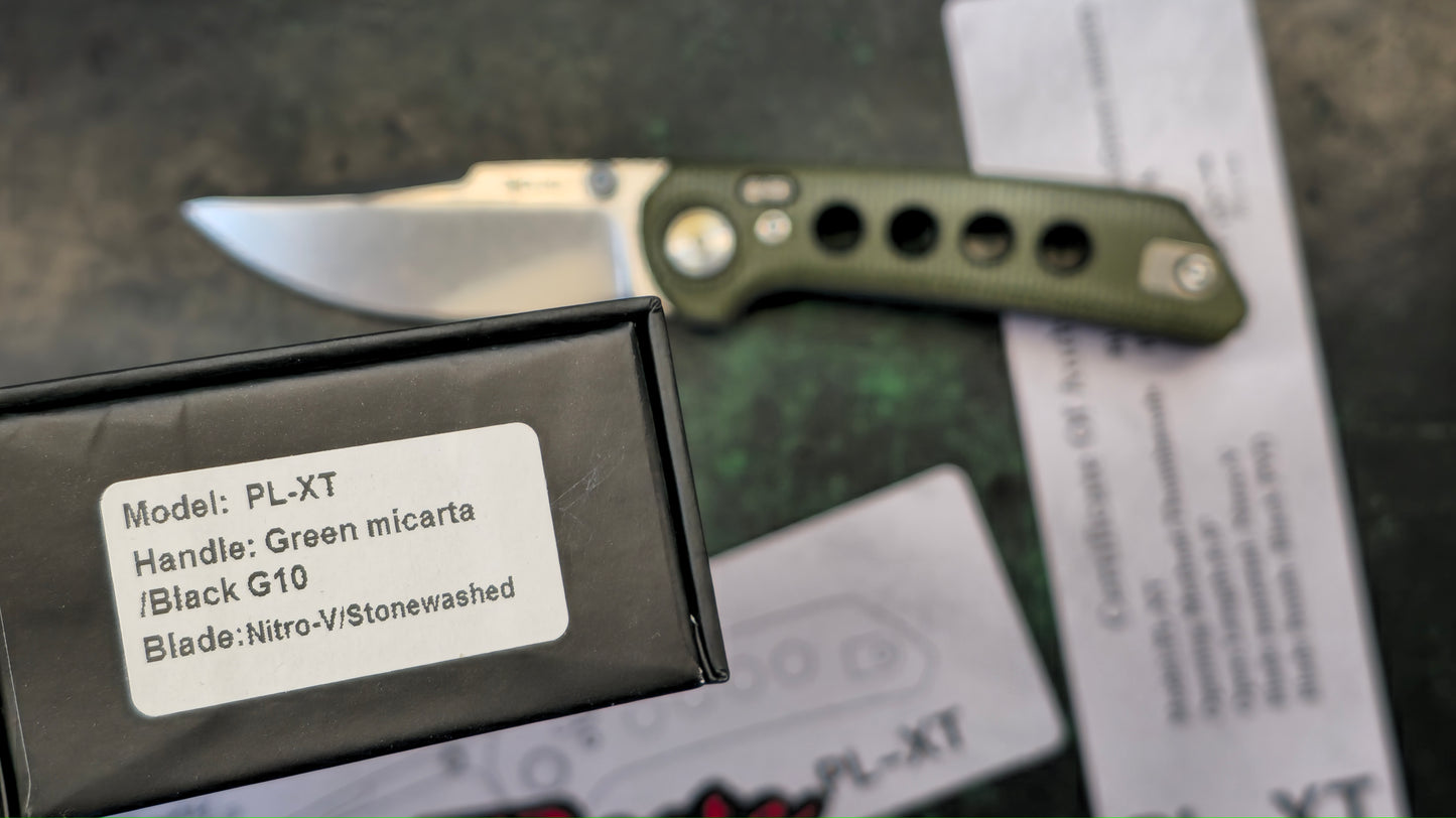 Reate PL-XF Green Micarta Handle Stonewashed Blade (NEW - OPEN BOX)