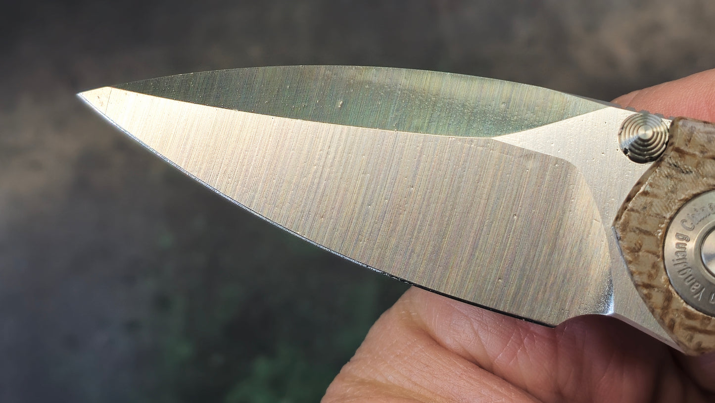 TwoSun TS334 14C28N Linen Micarta Handle Plain Edge (NEW)