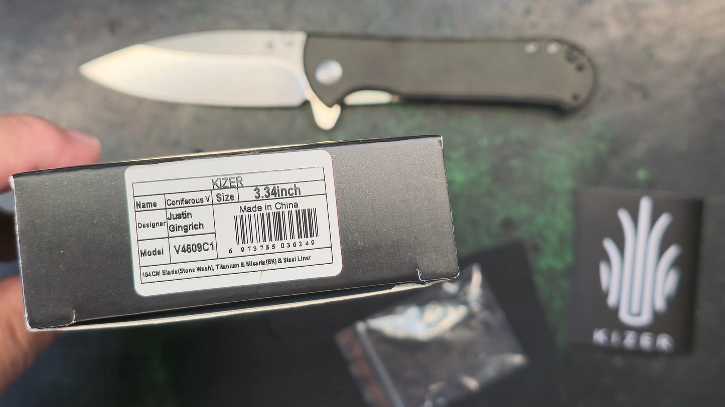 Kizer Coniferous 154CM Titanium + Micarta (NEW - OPEN BOX)