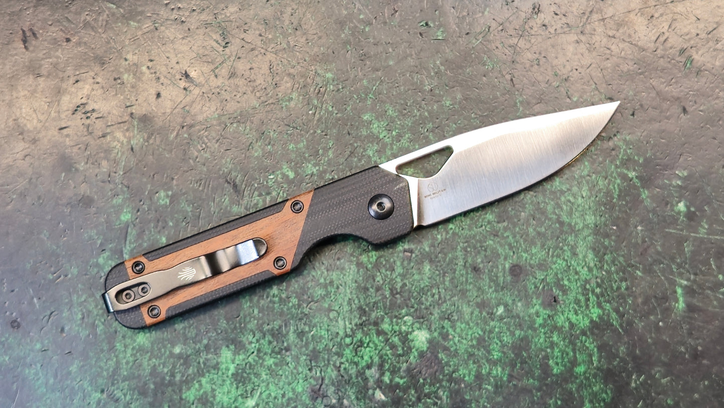 Kizer Mini Militaw Folding Knife G10/Mkuruti Wood Handle Nitro-V (NEW - OPEN BOX)