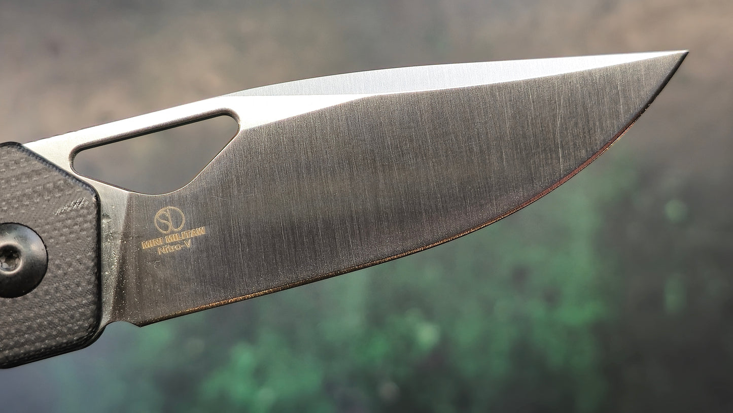 Kizer Mini Militaw Folding Knife G10/Mkuruti Wood Handle Nitro-V (NEW - OPEN BOX)