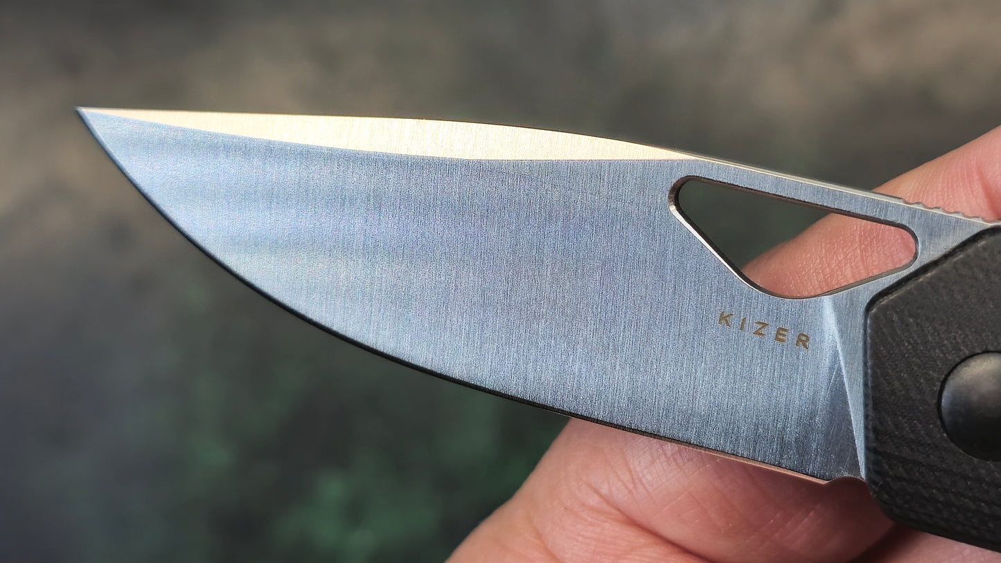 Kizer Mini Militaw Folding Knife G10/Mkuruti Wood Handle Nitro-V (NEW - OPEN BOX)