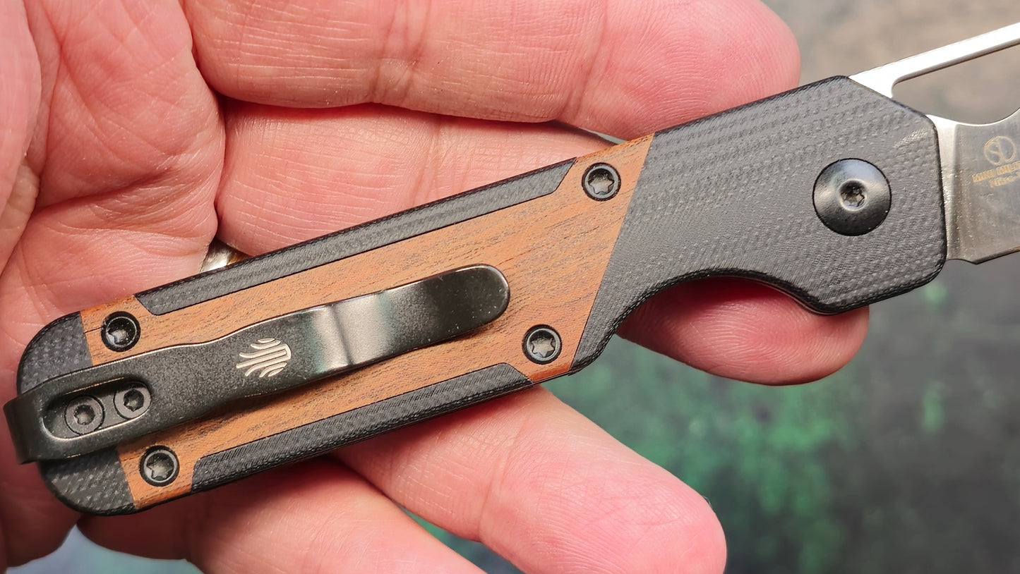 Kizer Mini Militaw Folding Knife G10/Mkuruti Wood Handle Nitro-V (NEW - OPEN BOX)