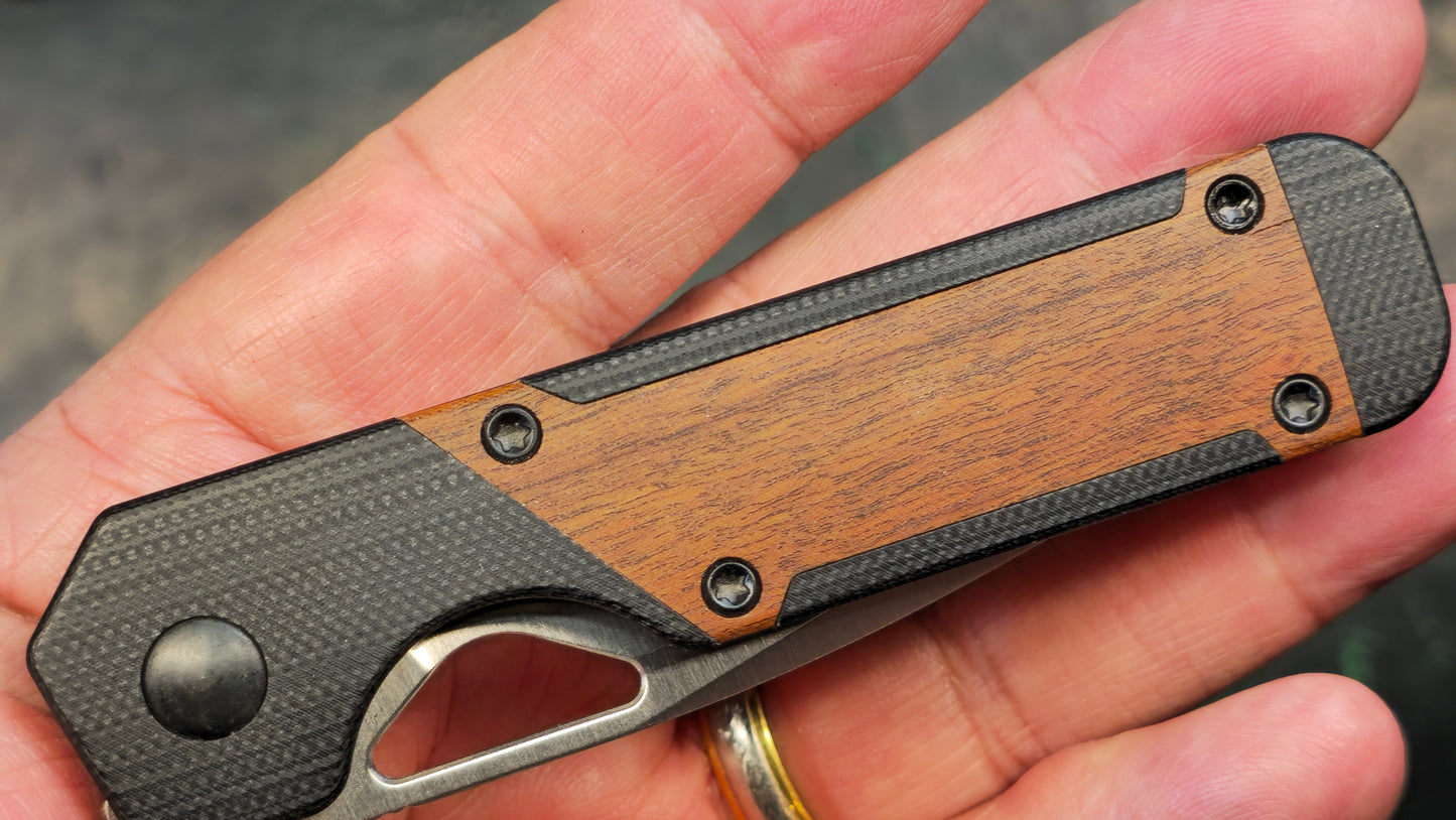 Kizer Mini Militaw Folding Knife G10/Mkuruti Wood Handle Nitro-V (NEW - OPEN BOX)