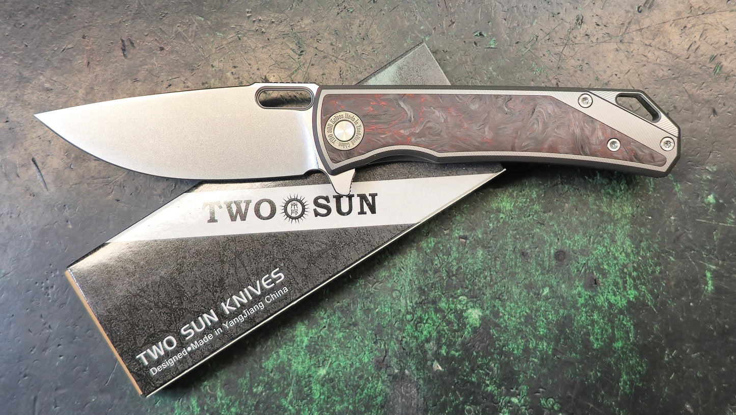 TWOSUN TS502 Titanium Handle with Carbon Fiber Inlay M390 Blade (NEW - OPEN BOX)