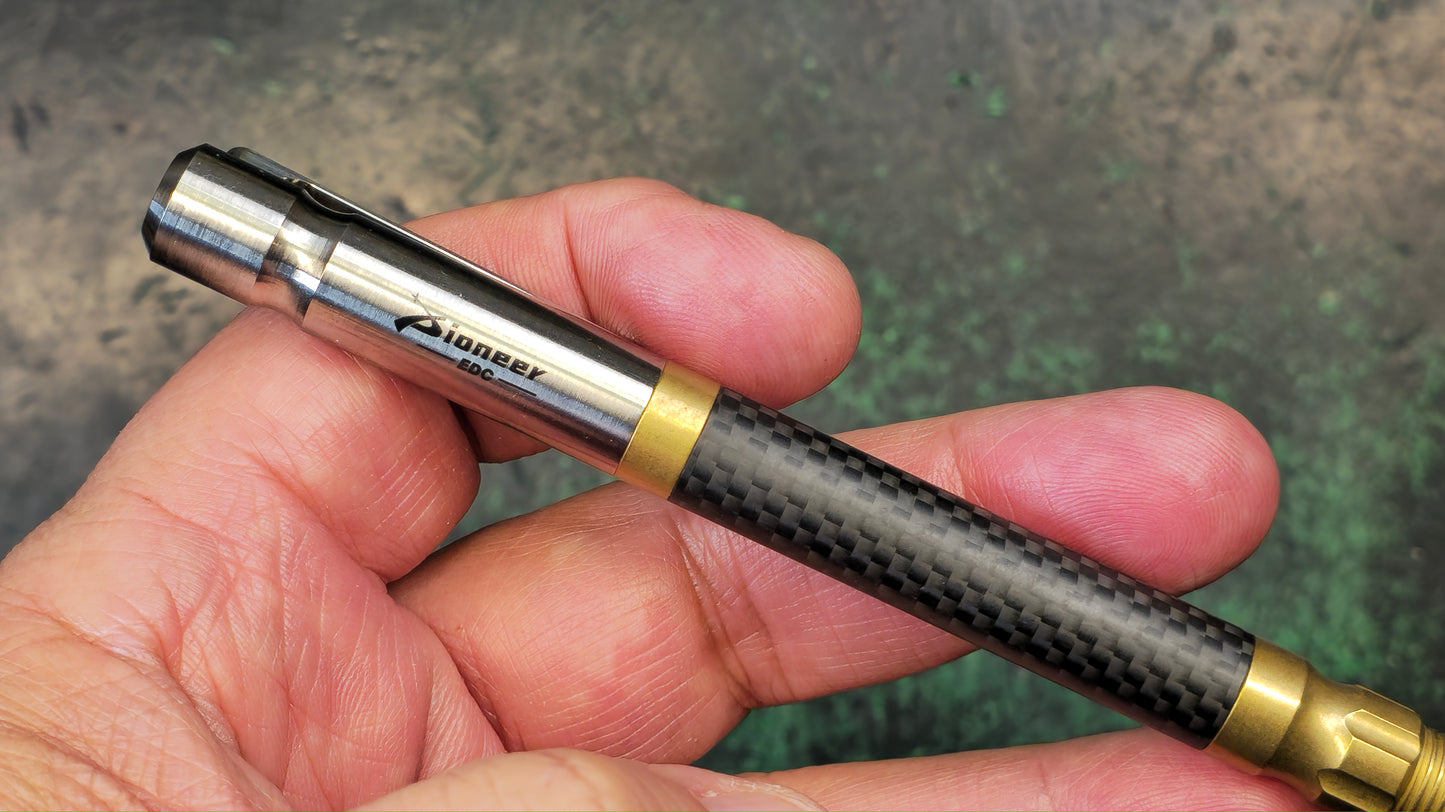 TWOSUN PEN06 TACTICAL POCKET PEN TITANIUM BRASS CARBON FIBER ALLOY BODY (NEW)