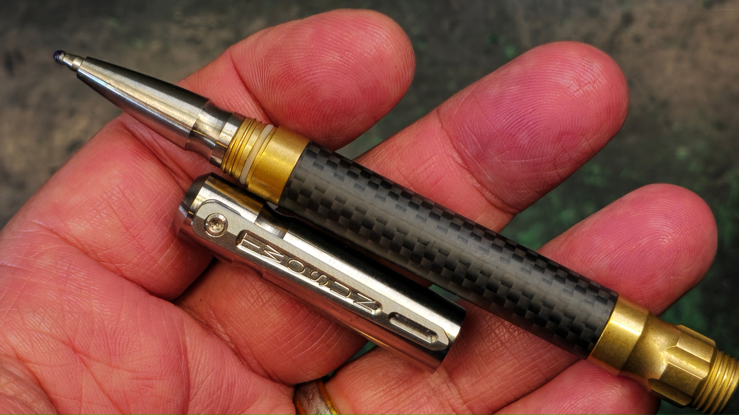 TWOSUN PEN06 TACTICAL POCKET PEN TITANIUM BRASS CARBON FIBER ALLOY BODY (NEW)