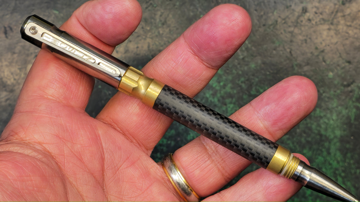 TWOSUN PEN06 TACTICAL POCKET PEN TITANIUM BRASS CARBON FIBER ALLOY BODY (NEW)