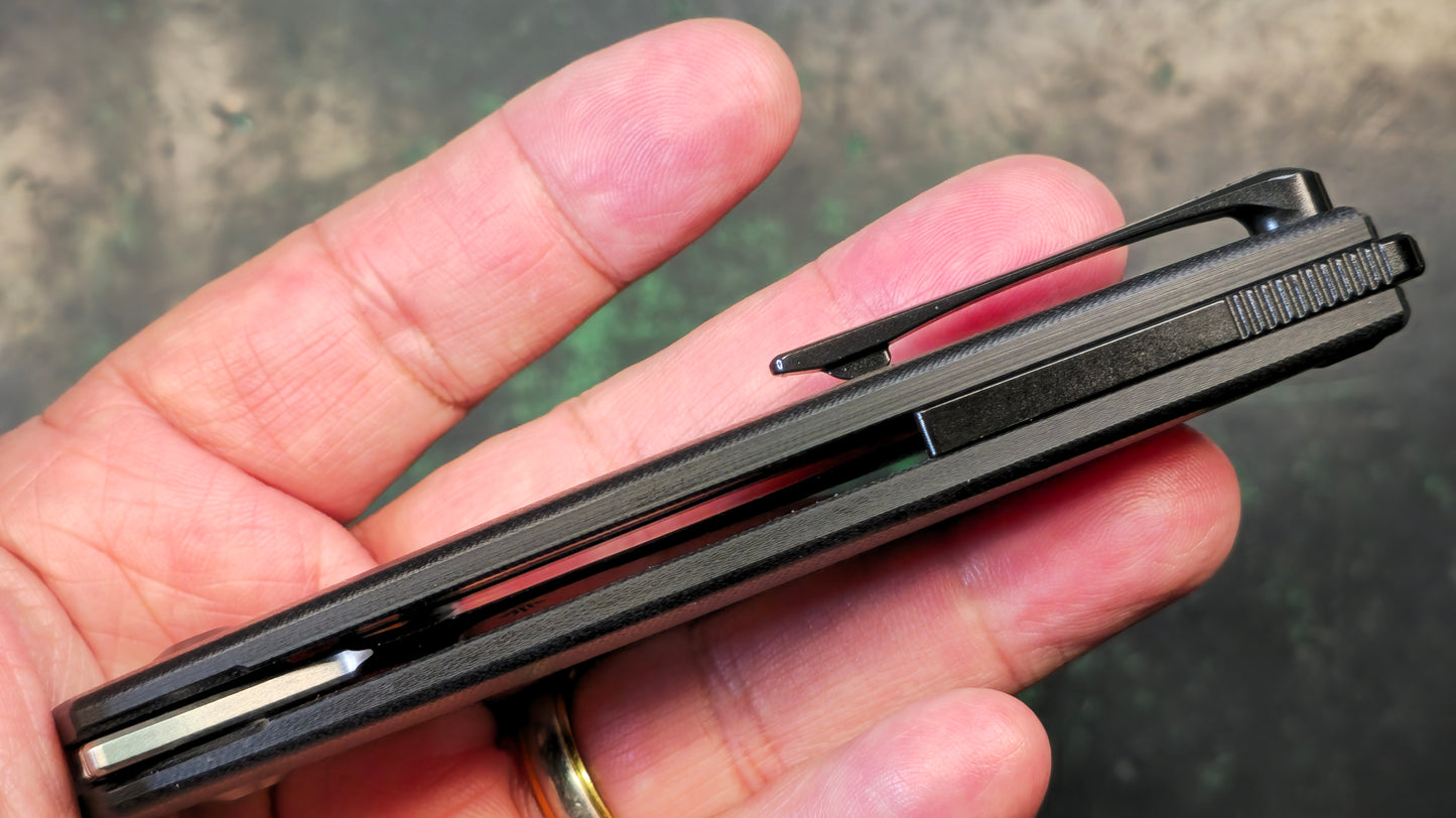 Kizer Cutlery Doberman Folding Knife 3.63" 154CM Steel Blade Black G10 Handle (NEW - OPEN BOX)