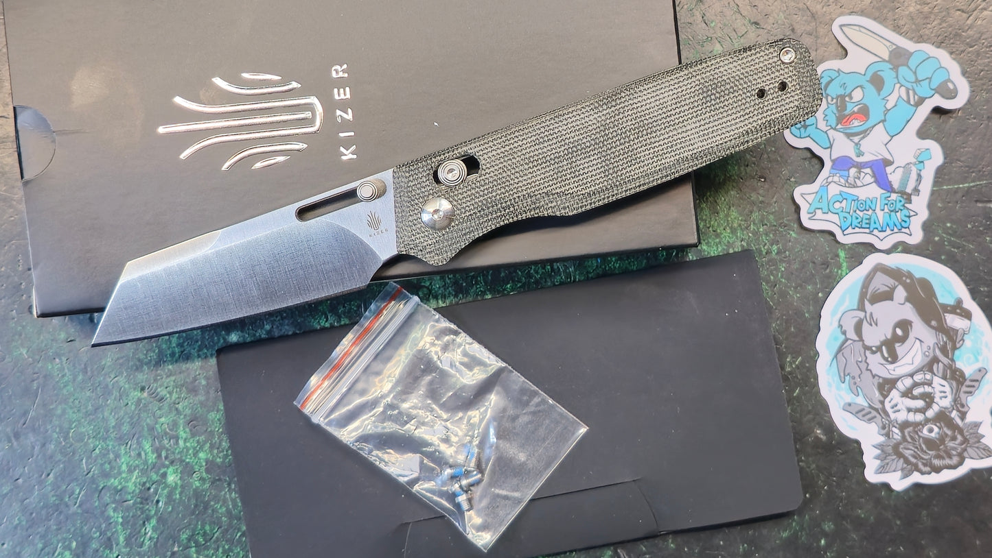 Kizer Task Pocket Knife 154CM Blade Clutch Lock Micarta Handle (NEW - OPEN BOX)