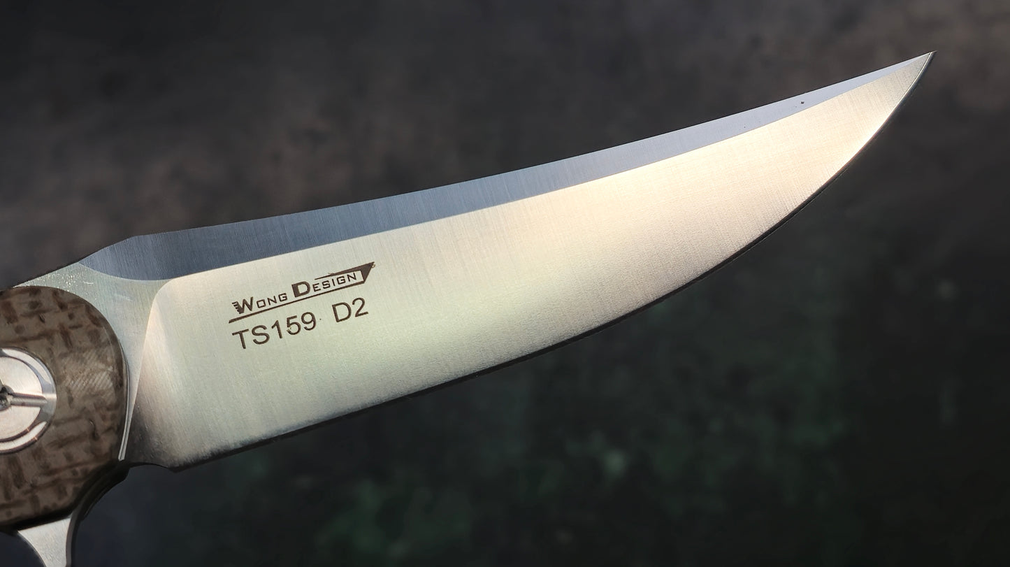 TWOSUN TS159 Brown Linen Micarta Handle D2 Plain Edge (NEW)