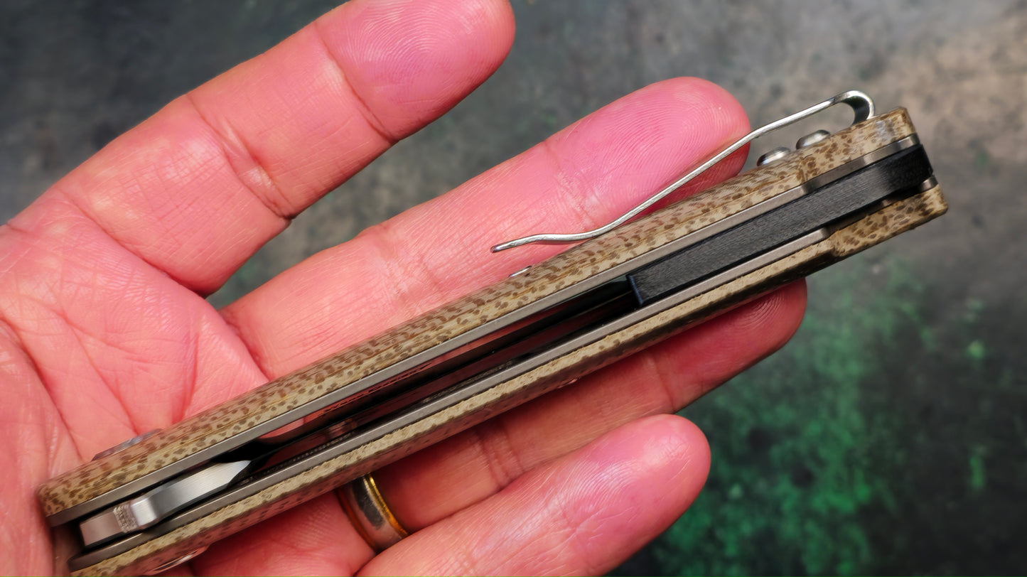 TWOSUN TS159 Brown Linen Micarta Handle D2 Plain Edge (NEW)