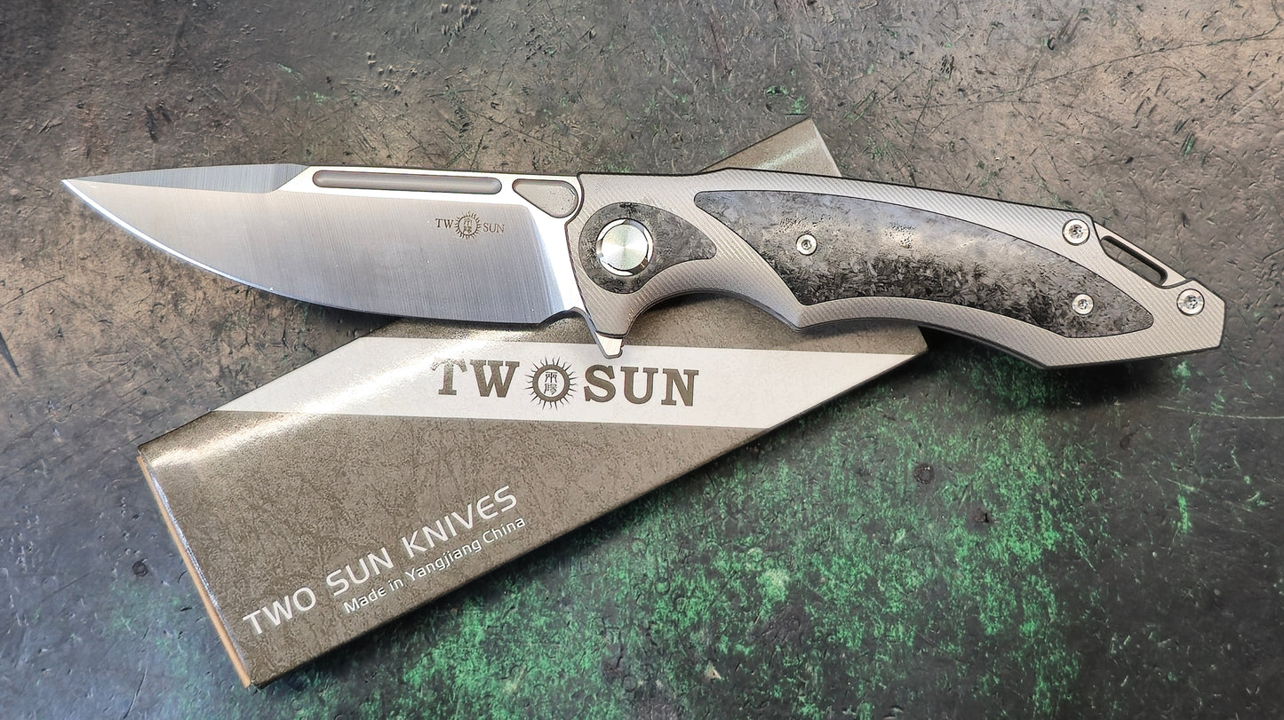 TWOSUN TS211 Titanium/Carbon Fiber Handle M390 (NEW)