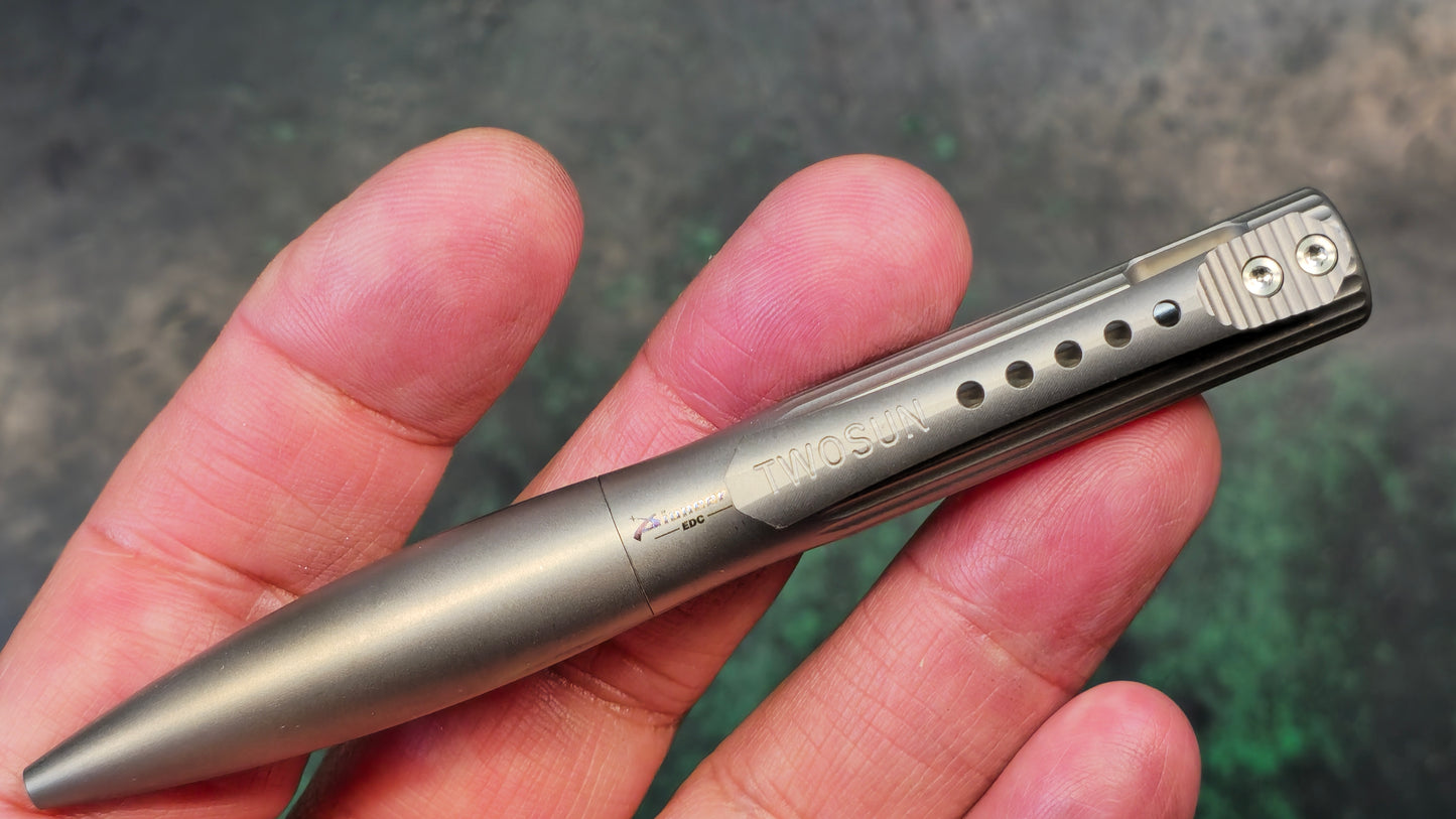 TWOSUN PEN26 Tactical Bolt Action Pen Titanium Body Black Ink (NEW)