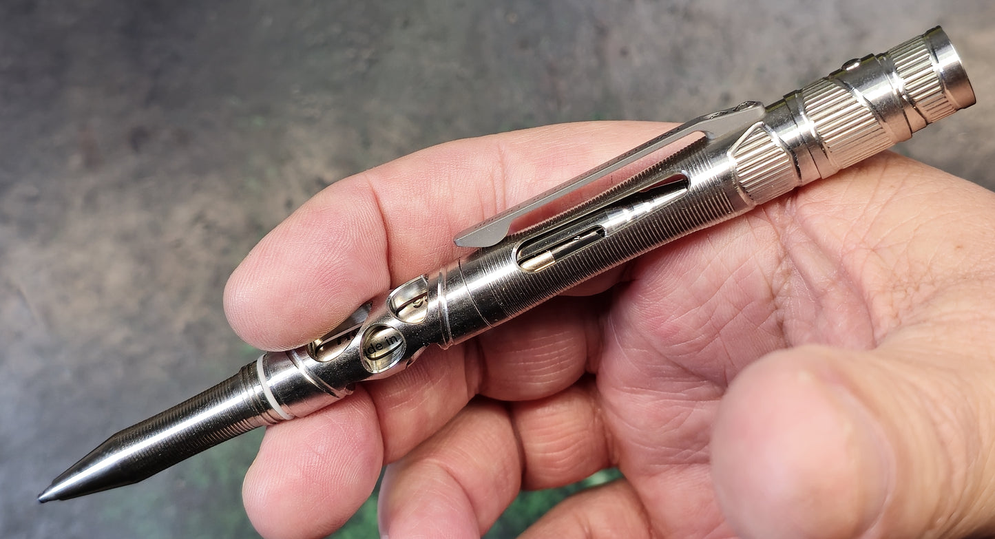 TWOSUN PEN21 LED CNC Titanium Tactical Pocket Pen Black Ink (NEW)