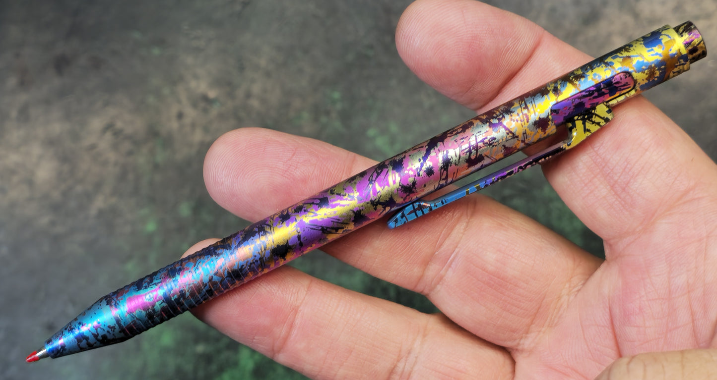 TWOSUN PEN54 Push Button Pen Color Titanium Body Black Ink (NEW)