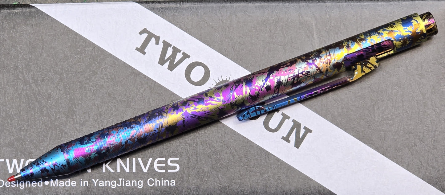 TWOSUN PEN54 Push Button Pen Color Titanium Body Black Ink (NEW)