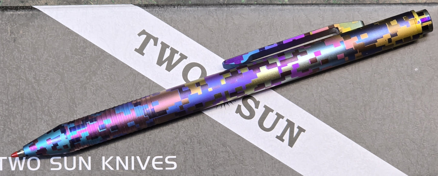 TWOSUN PEN55 Push Button Pen Titanium Body Black Ink (NEW)