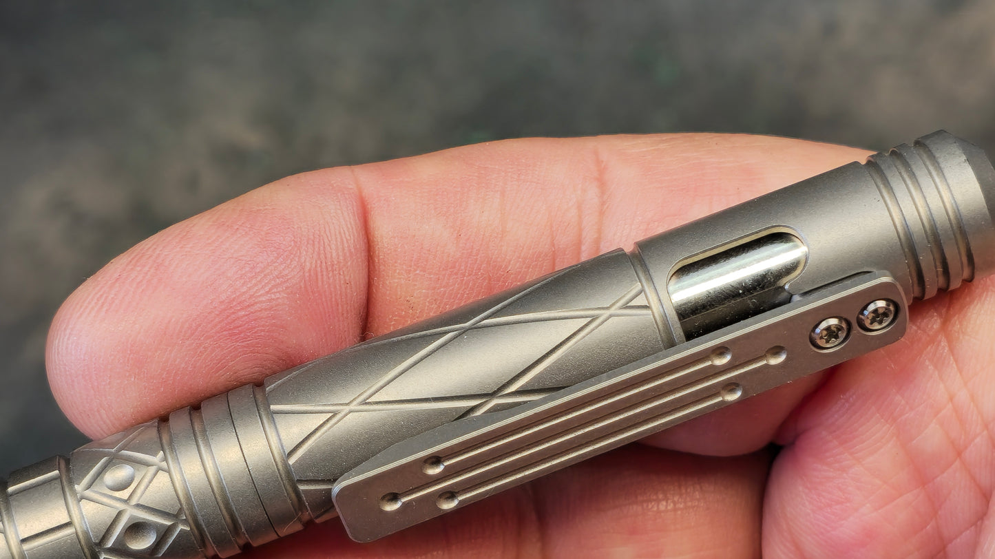TWOSUN PEN36 Push Button Bolt Action Pen Titanium Body Black Ink (NEW)