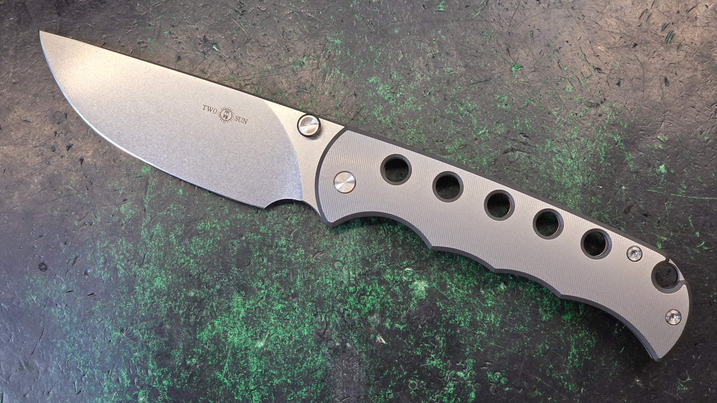 TWOSUN TS574 Wong Design Titanium Handle Folding Knife K110 Drop Point Blade (NEW)