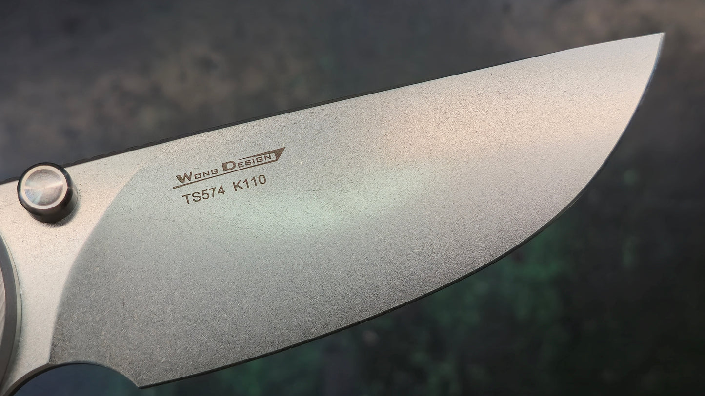 TWOSUN TS574 Wong Design Titanium Handle Folding Knife K110 Drop Point Blade (NEW)