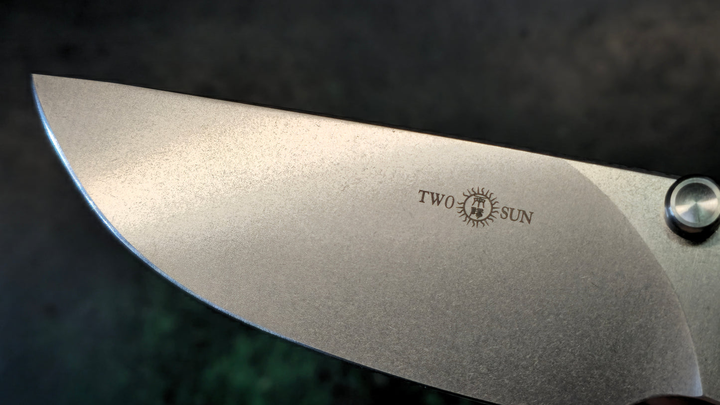 TWOSUN TS574 Wong Design Titanium Handle Folding Knife K110 Drop Point Blade (NEW)
