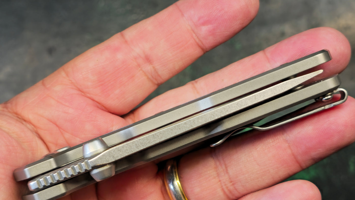 Kershaw 3810 Dimension Assisted Flipper 3" Stonewashed Blade, Titanium Handles, Button Lock (NEW - OPEN BOX)