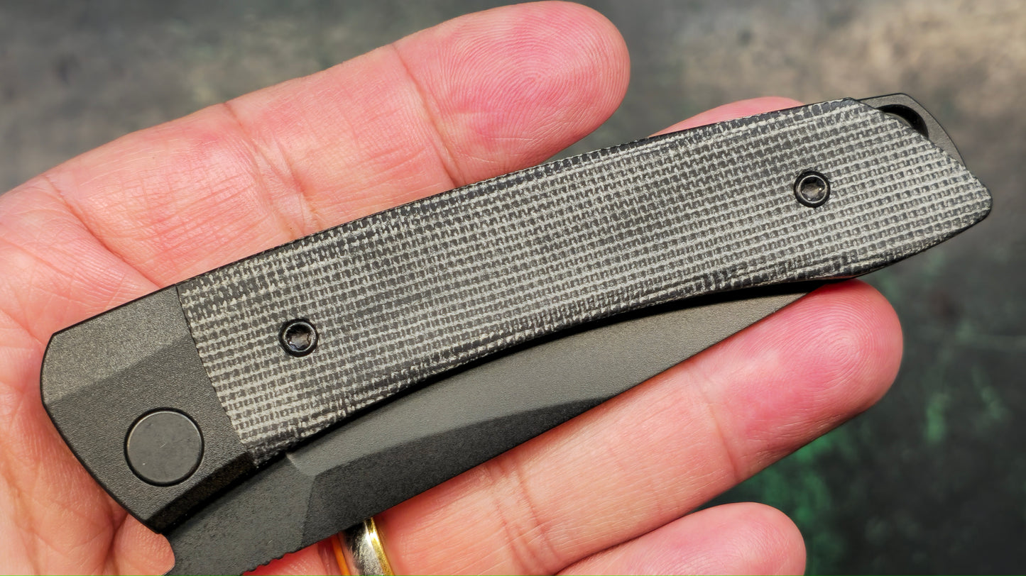 Kizer Mini Momo Black Aluminum/Micarta Handle 154CM Drop Point Plain Black Blade (NEW)