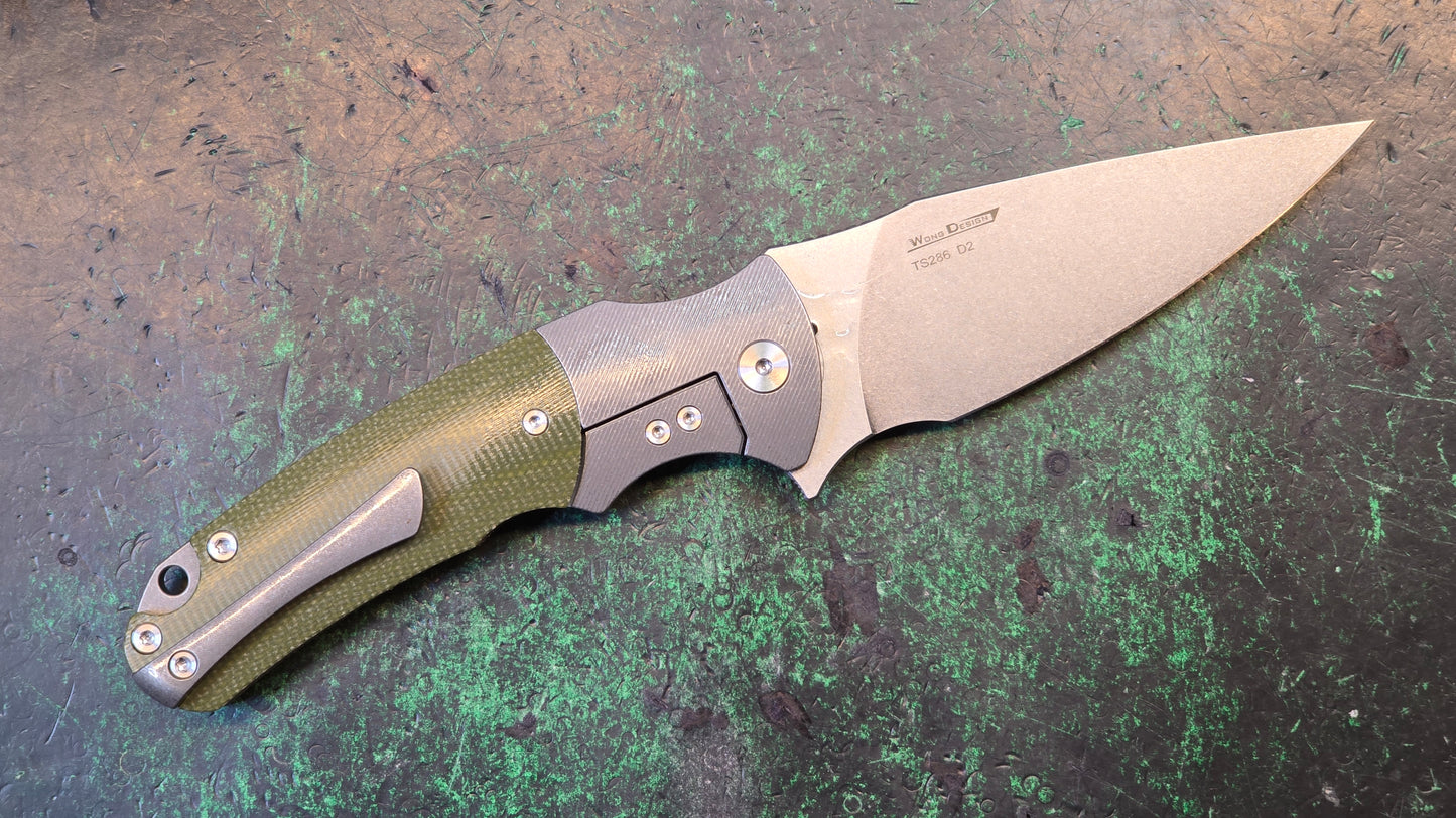 TwoSun TS286 Green Titanium/Micarta D2 (NEW)