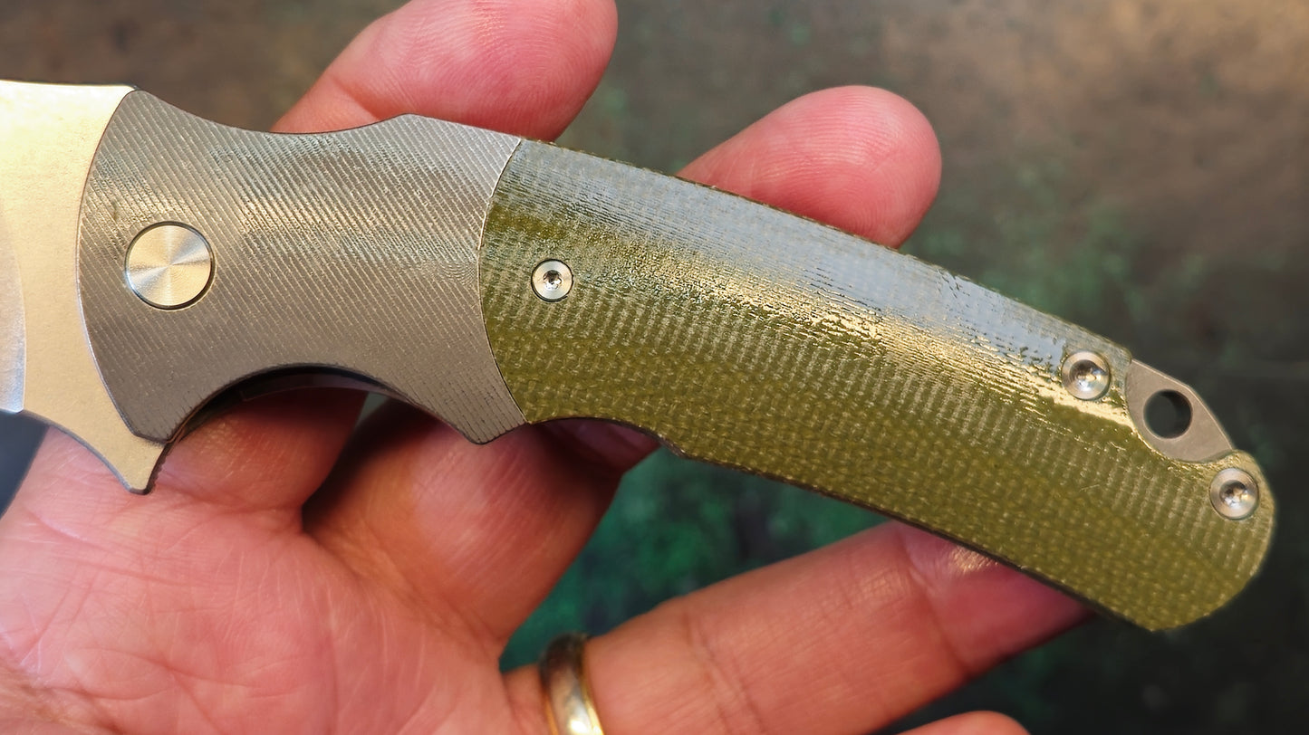 TwoSun TS286 Green Titanium/Micarta D2 (NEW)