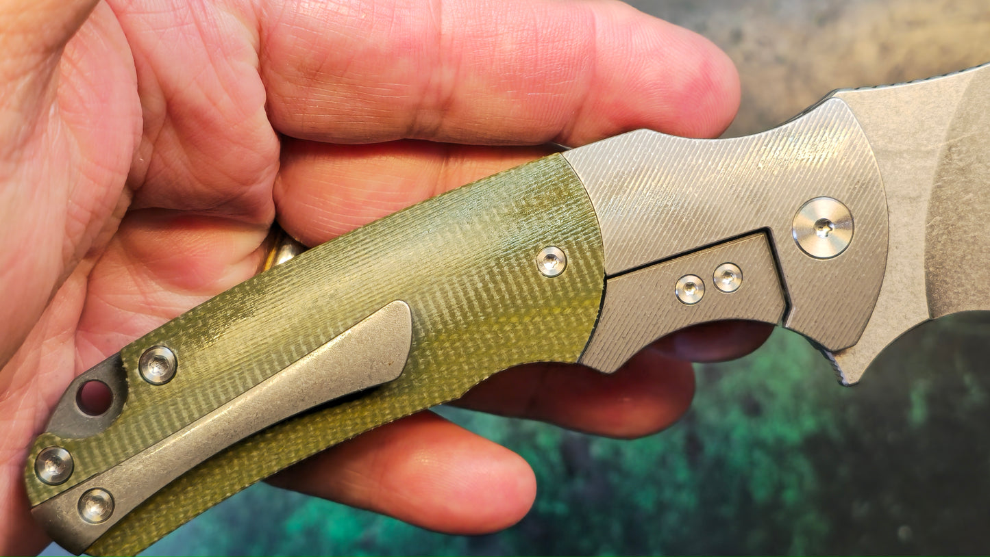 TwoSun TS286 Green Titanium/Micarta D2 (NEW)