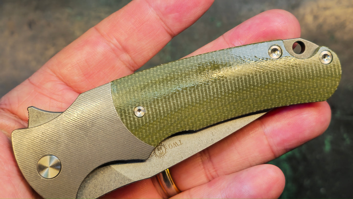TwoSun TS286 Green Titanium/Micarta D2 (NEW)