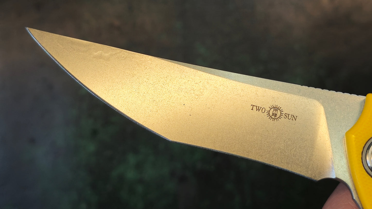 TWOSUN TS157 Yellow G10/Titanium Handle D2 (NEW)