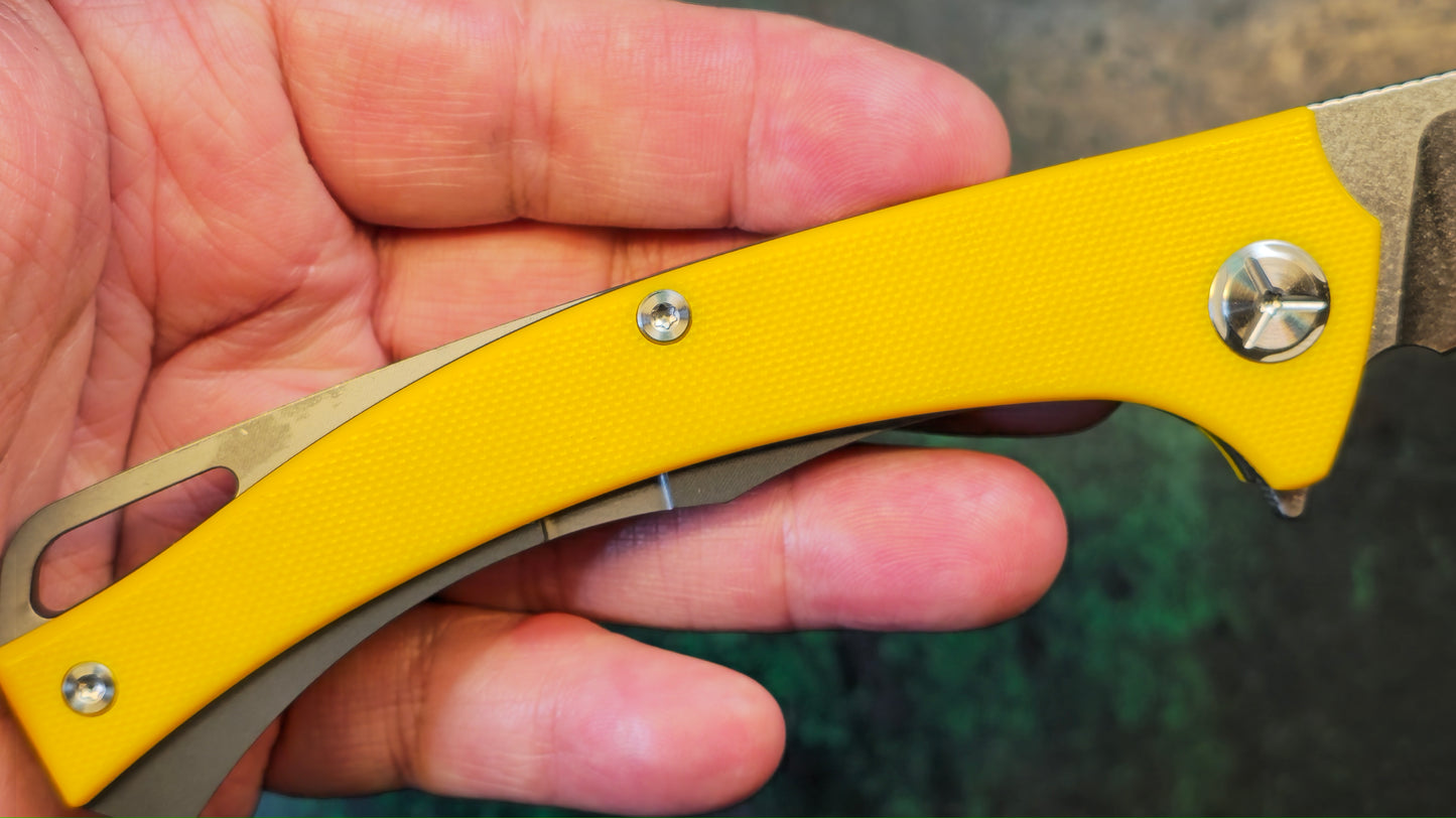 TWOSUN TS157 Yellow G10/Titanium Handle D2 (NEW)