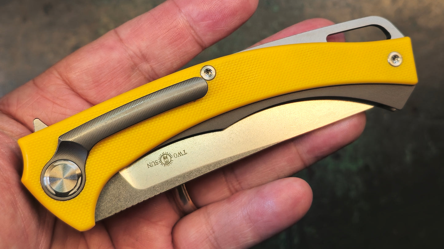 TWOSUN TS157 Yellow G10/Titanium Handle D2 (NEW)