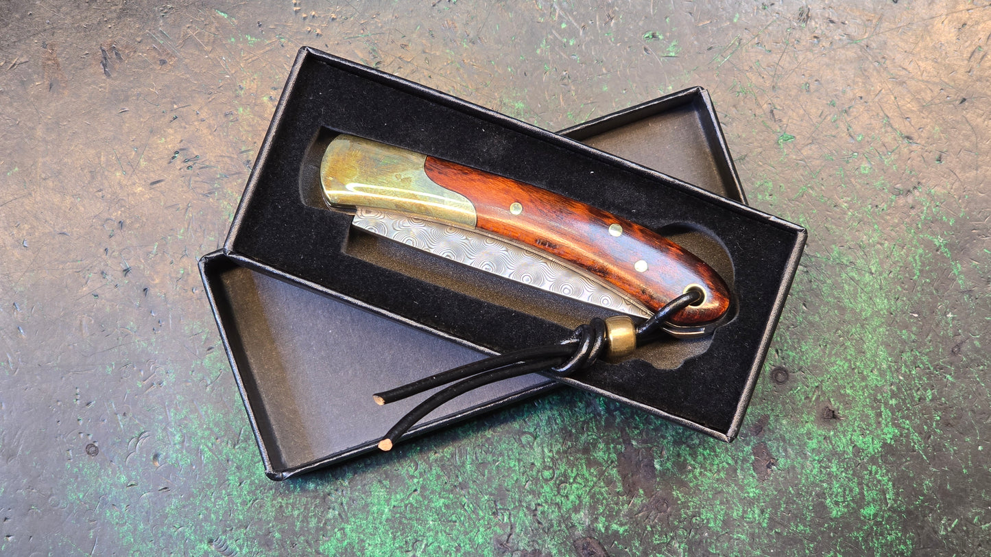 TWOSUN TS252 SLIPJOINT Dimascus Hard wood Brass (NEW)