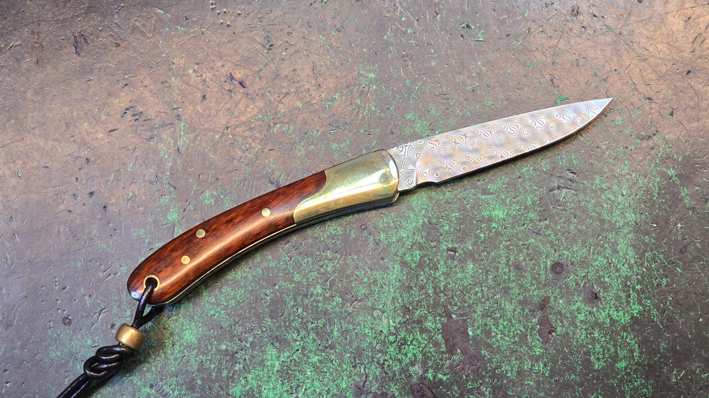 TWOSUN TS252 SLIPJOINT Dimascus Hard wood Brass (NEW)