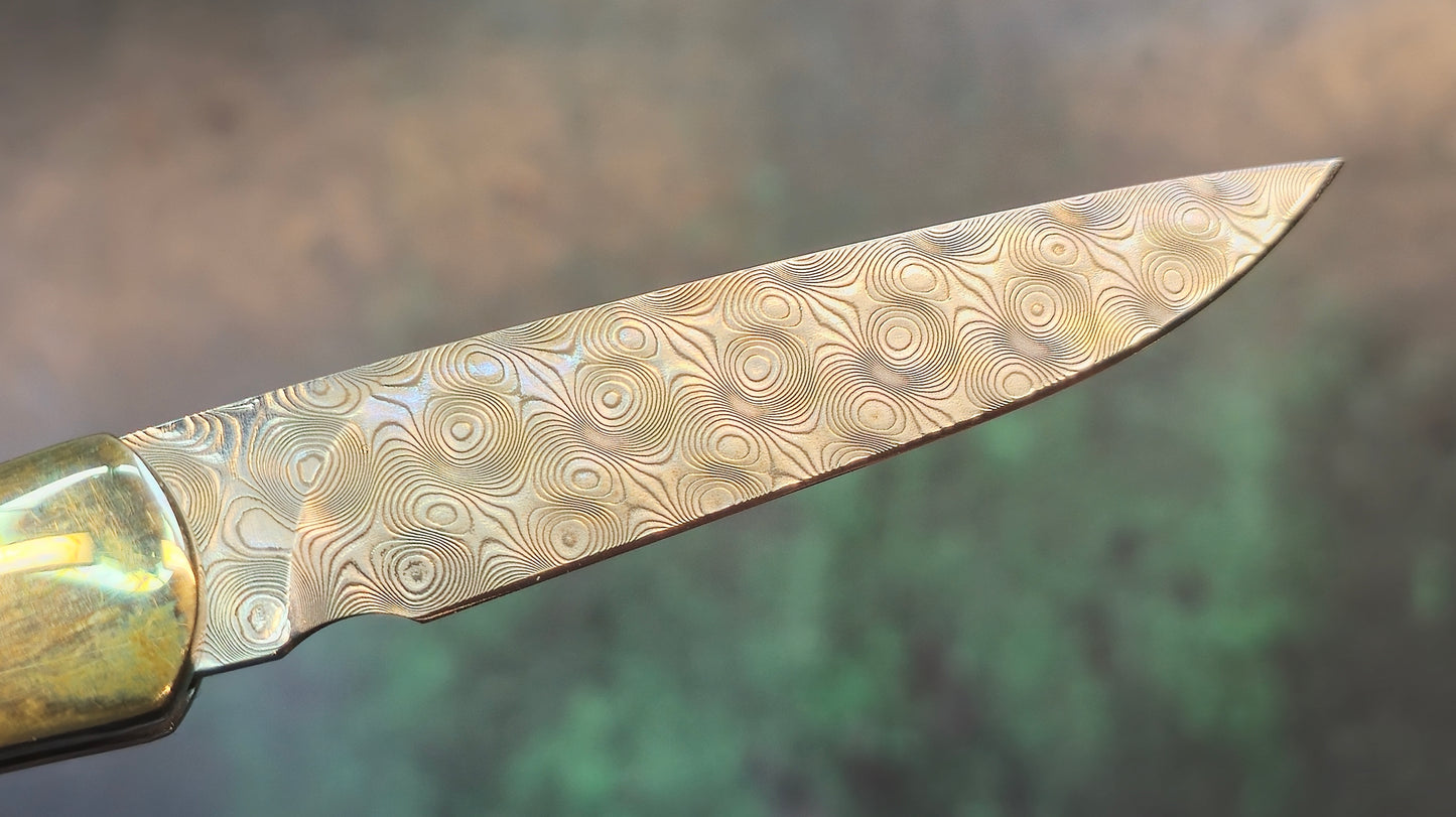TWOSUN TS252 SLIPJOINT Dimascus Hard wood Brass (NEW)