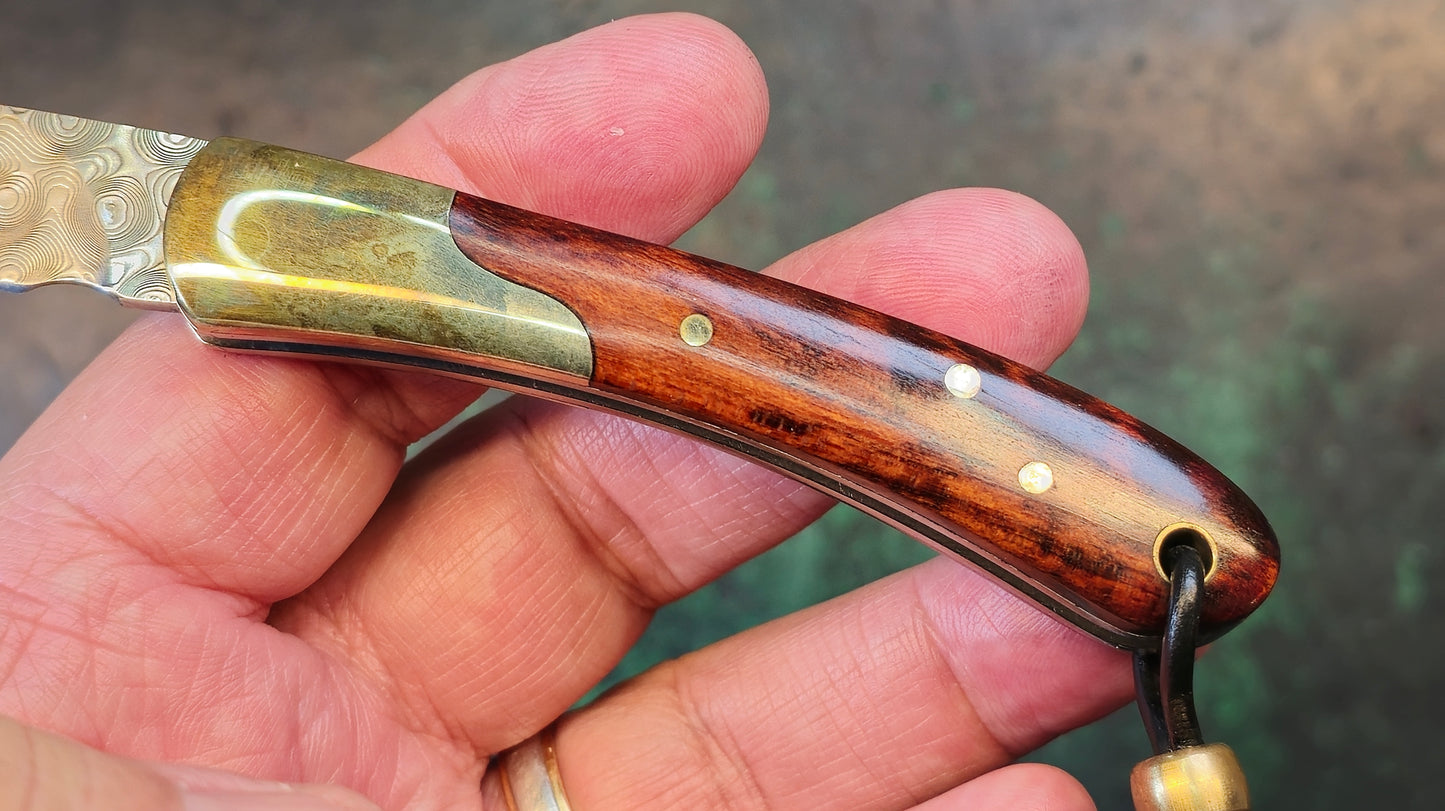 TWOSUN TS252 SLIPJOINT Dimascus Hard wood Brass (NEW)