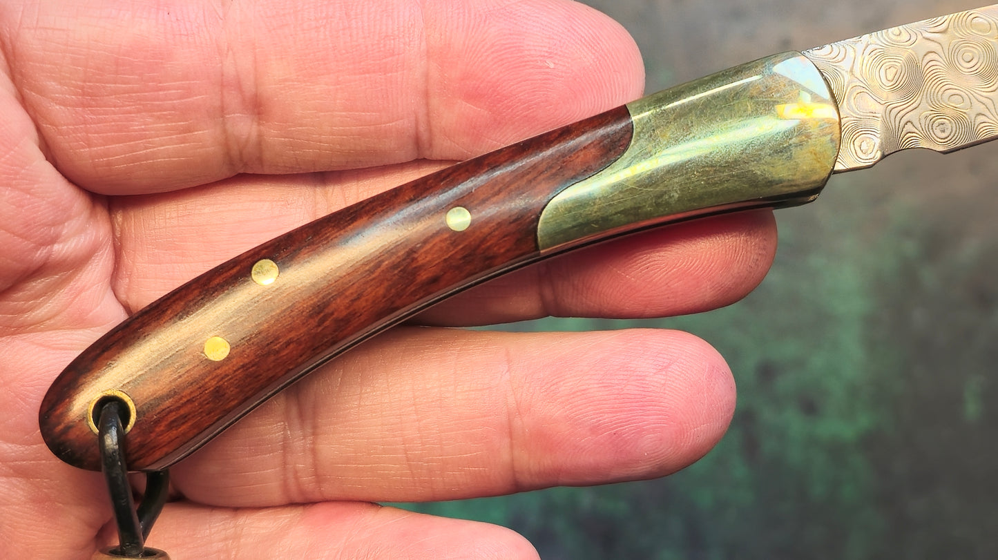 TWOSUN TS252 SLIPJOINT Dimascus Hard wood Brass (NEW)