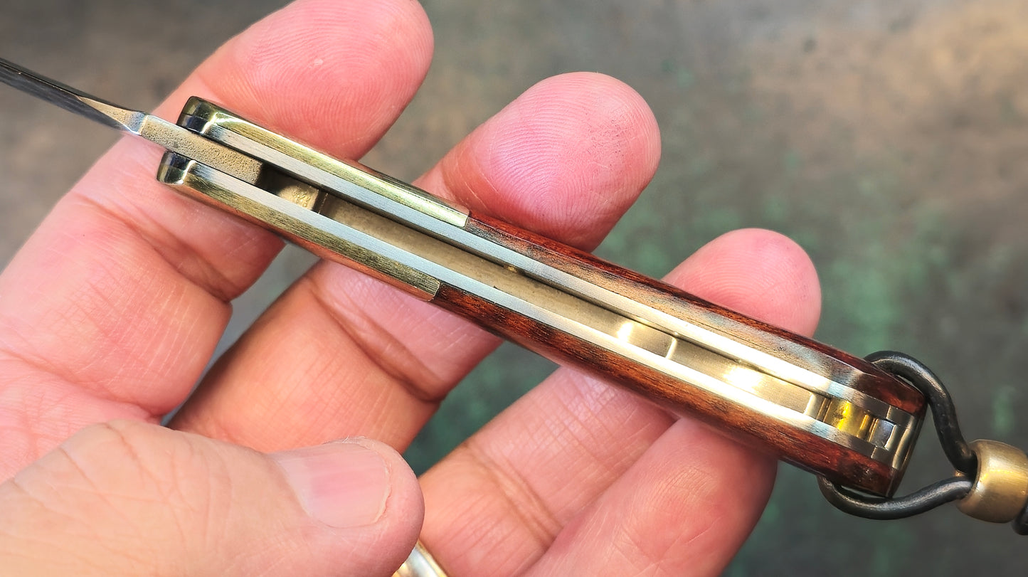 TWOSUN TS252 SLIPJOINT Dimascus Hard wood Brass (NEW)