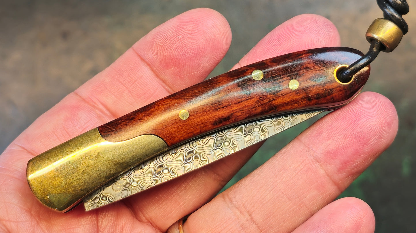 TWOSUN TS252 SLIPJOINT Dimascus Hard wood Brass (NEW)