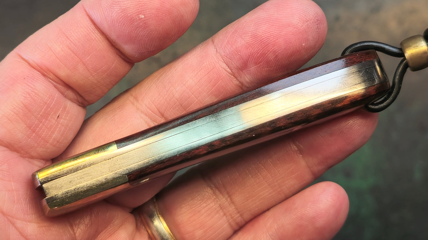 TWOSUN TS252 SLIPJOINT Dimascus Hard wood Brass (NEW)