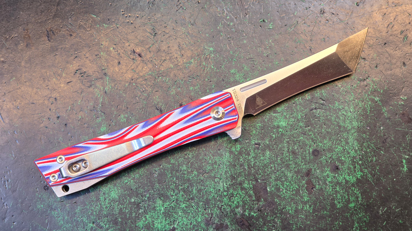 TWOSUN TS324 Red/White/Blue G10 Handle D2 (NEW)