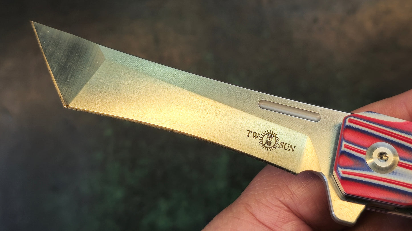 TWOSUN TS324 Red/White/Blue G10 Handle D2 (NEW)