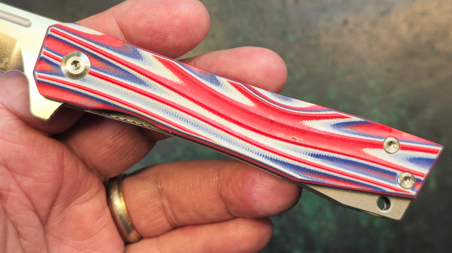 TWOSUN TS324 Red/White/Blue G10 Handle D2 (NEW)