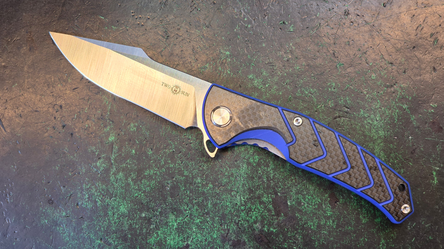 TWOSUN TS201 Blue G-10 / Carbon Fiber 14C28N (NEW)