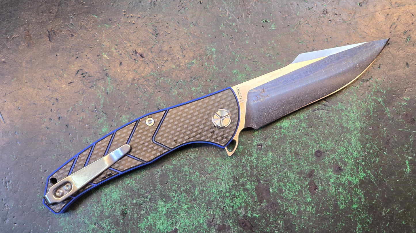 TWOSUN TS201 Blue G-10 / Carbon Fiber 14C28N (NEW)