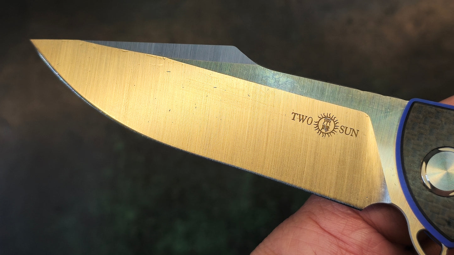TWOSUN TS201 Blue G-10 / Carbon Fiber 14C28N (NEW)