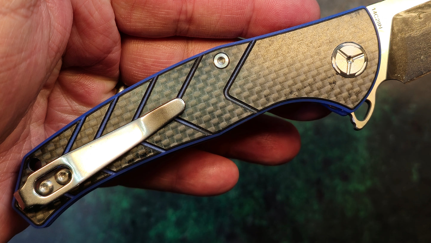 TWOSUN TS201 Blue G-10 / Carbon Fiber 14C28N (NEW)